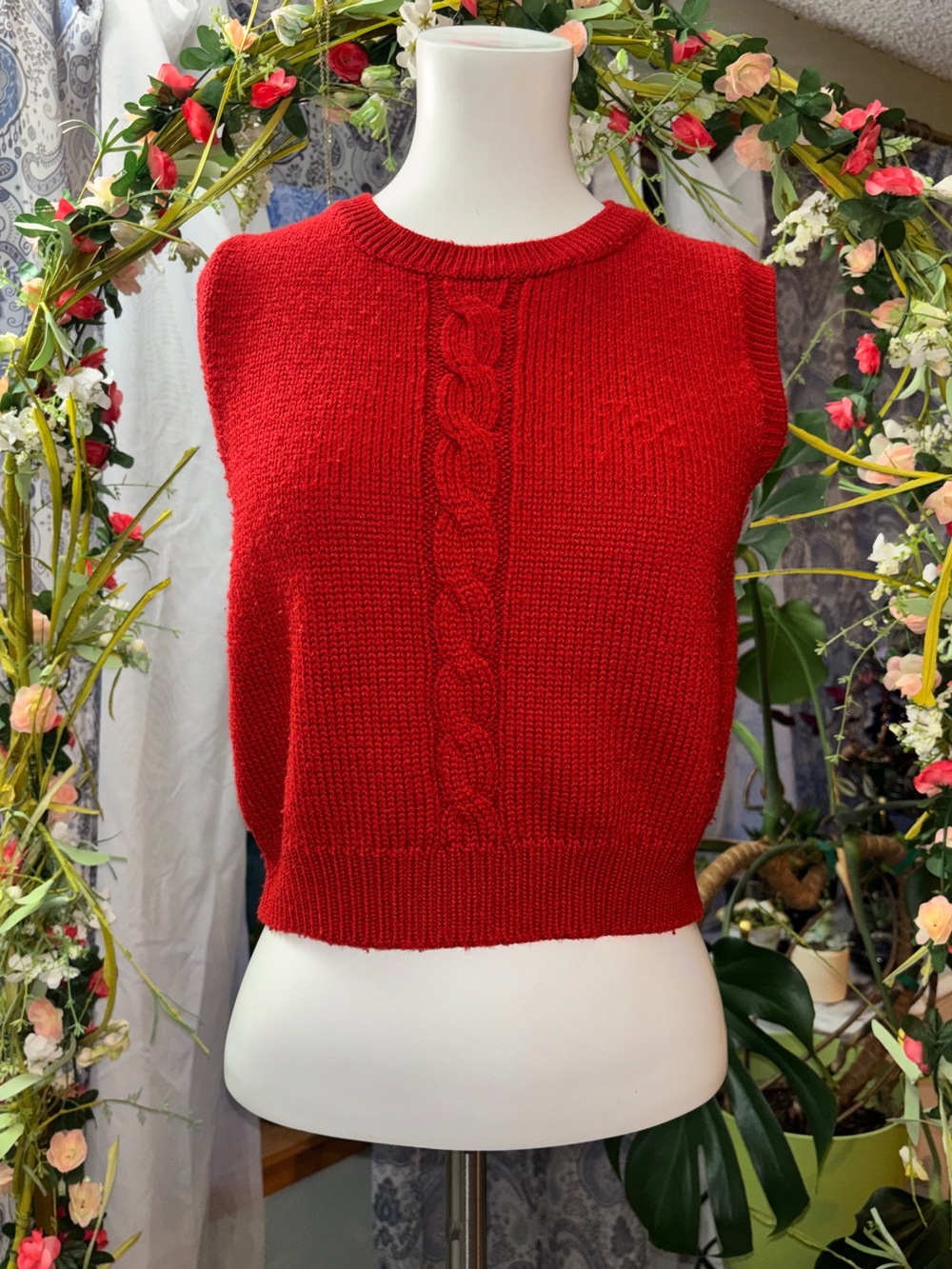 Riki for Crazy Horse Vintage 1970/1980 Red Cable Knit Sweat Vest Women's Size S